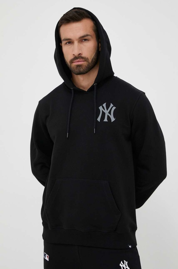Μπλούζα 47 brand MLB New York Yankees με κουκούλα μαύρο BB017PMBPLE581450JK