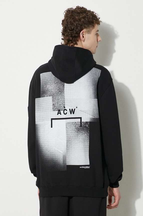 A-COLD-WALL* bluza bawełniana Brutalist Hoodie nadruk czarny ACWMW094