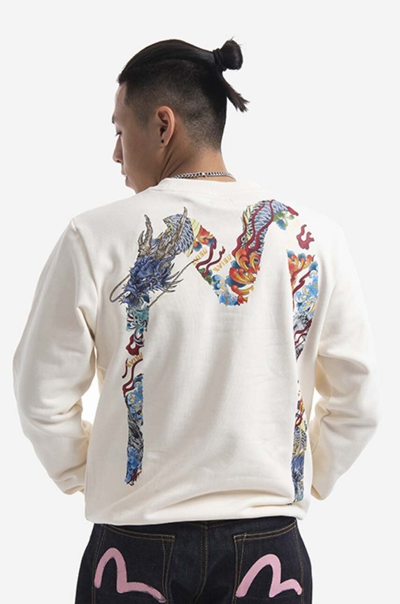 Clothing Evisu cotton sweatshirt 2EAHTM1SW316XXCT.ECRX beige