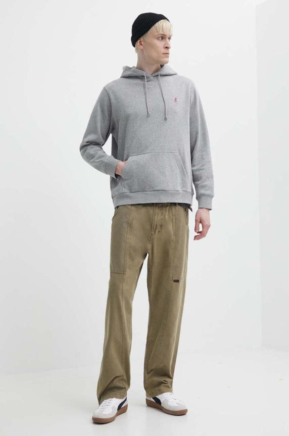 Памучен суичър Gramicci One Point Hooded Sweatshirt G303.FT сив AW24