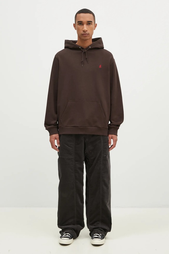 Gramicci cotton sweatshirt One Point Hooded Sweatshirt G303.FT brown