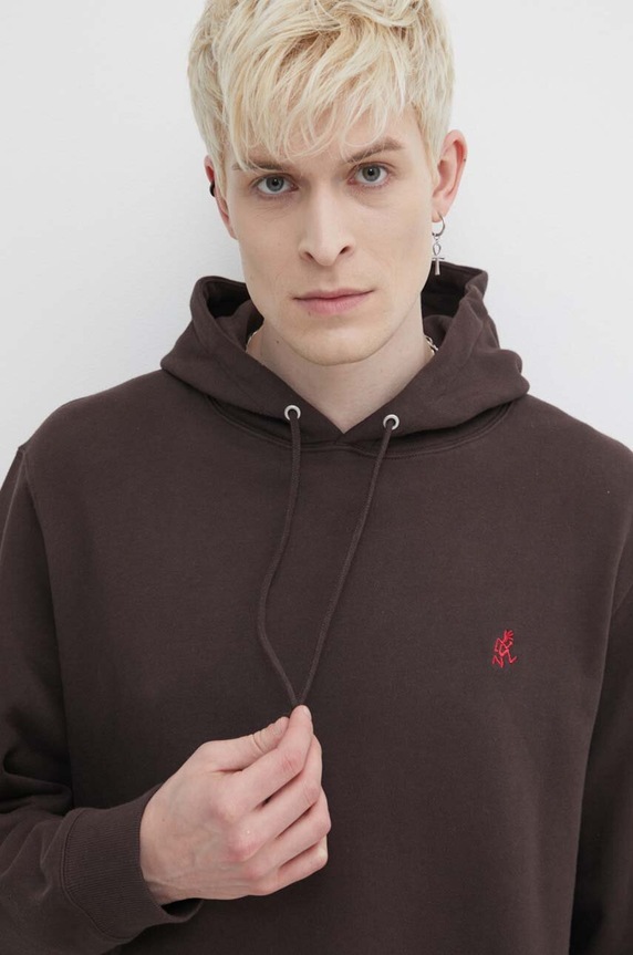 Bavlněná mikina Gramicci One Point Hooded Sweatshirt hnědá G303.FT