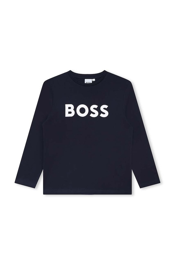 BOSS t-shirt bawełniany dziecięcy nadruk granatowy J25P25.102.108