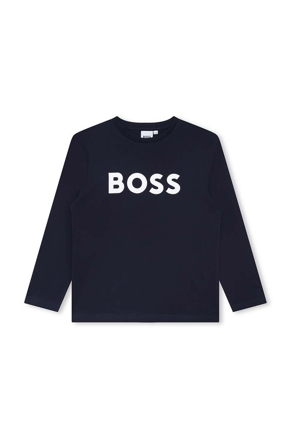 BOSS gyerek pamut hosszú ujjú felső pamut sötétkék J25P25.162.174