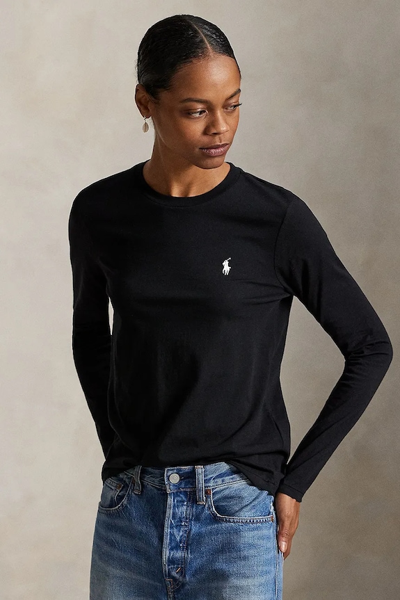 Polo Ralph Lauren longsleeve bawełniany bawełna czarny 211898699
