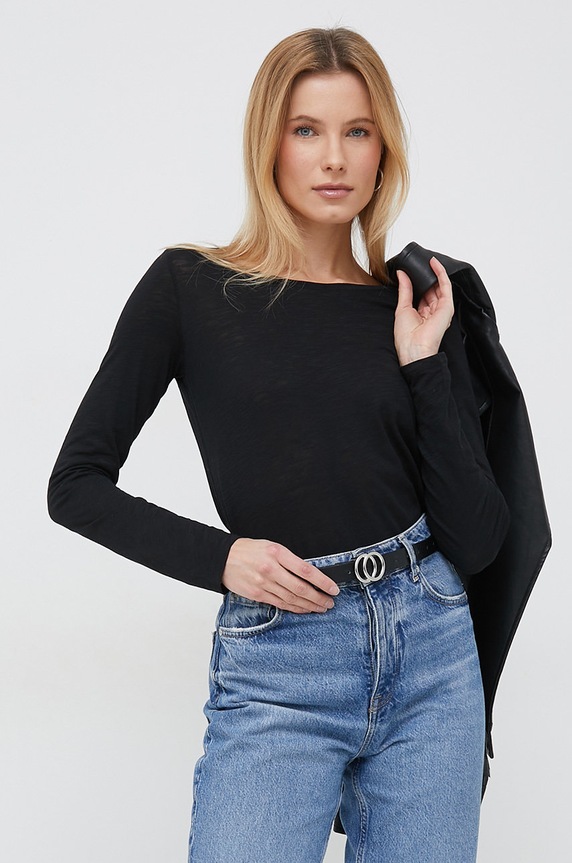 Sisley longsleeve regular czarny 3TNHL119S.100..