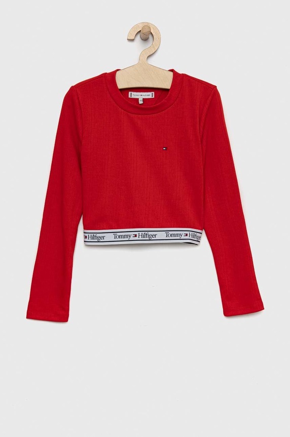 Otroški longsleeve Tommy Hilfiger Našitek rdeča KG0KG07134.PPYX