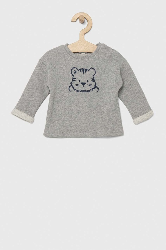 United Colors of Benetton longsleeve bawełniany niemowlęcy aplikacja szary 3J70A102M.W.SEASONAL