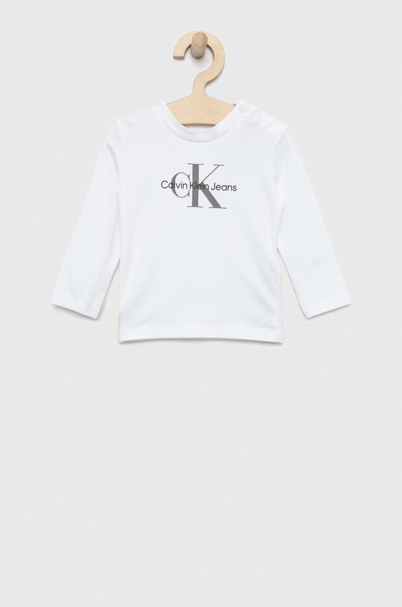 Calvin Klein Jeans longsleeve copii print alb IN0IN00005.PPYX