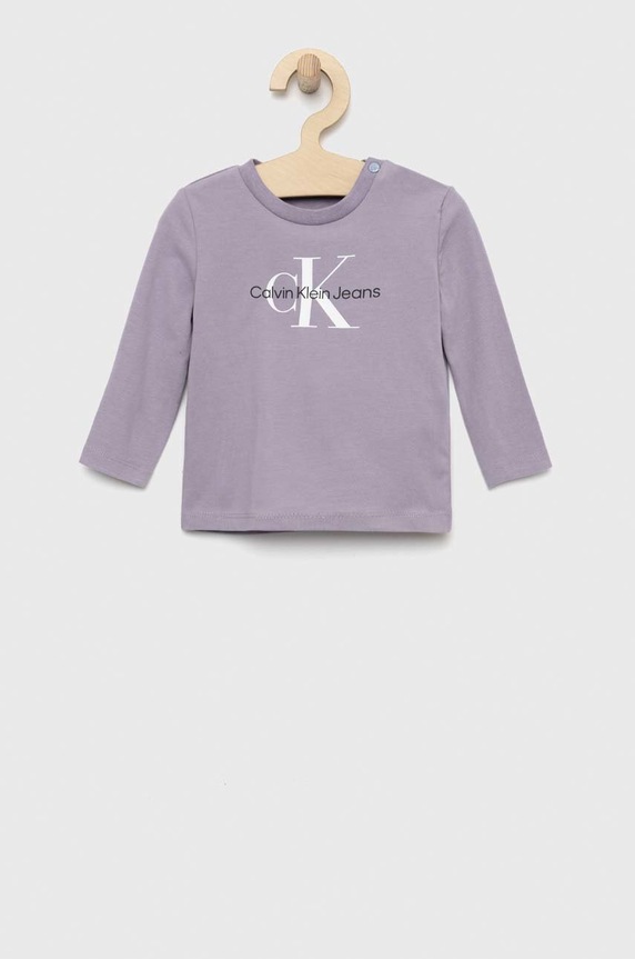 Calvin Klein Jeans longsleeve dziecięcy z elastanem fioletowy IN0IN00005.PPYX