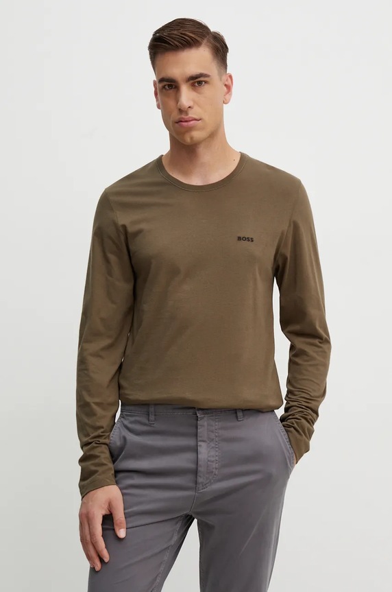 Bavlněné tričko s dlouhým rukávem BOSS LSShirtRN 3P Classic 3-pack slim námořnická modř 50492321