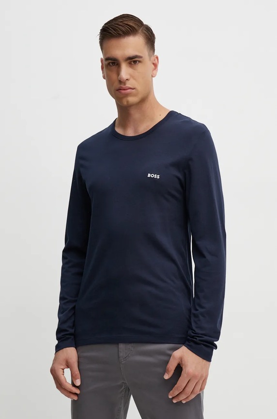 Oblečení Bavlněné tričko s dlouhým rukávem BOSS LSShirtRN 3P Classic 3-pack 50492321 námořnická modř