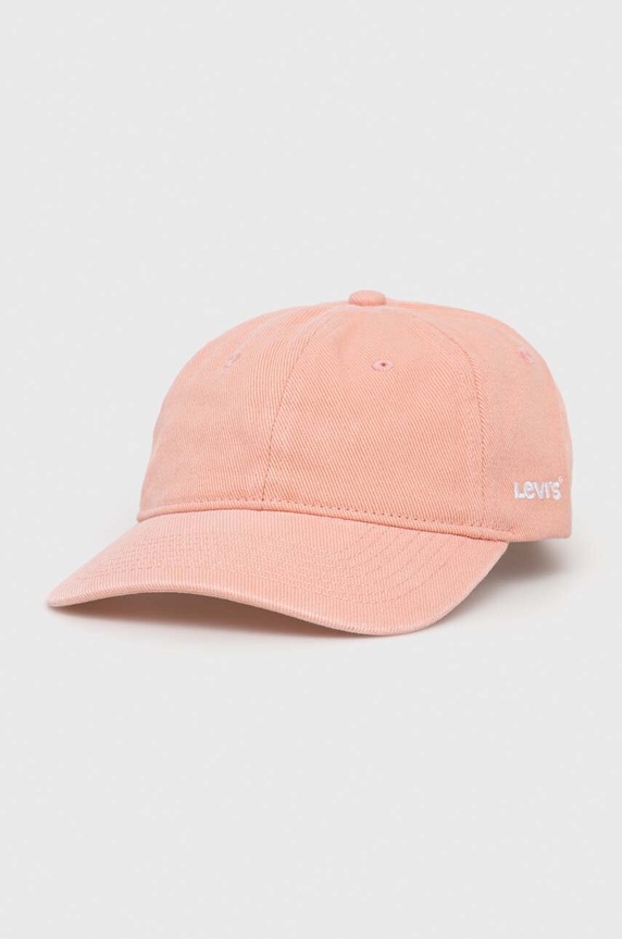 Памучна шапка с козирка Levi's памук розов D7581.0001