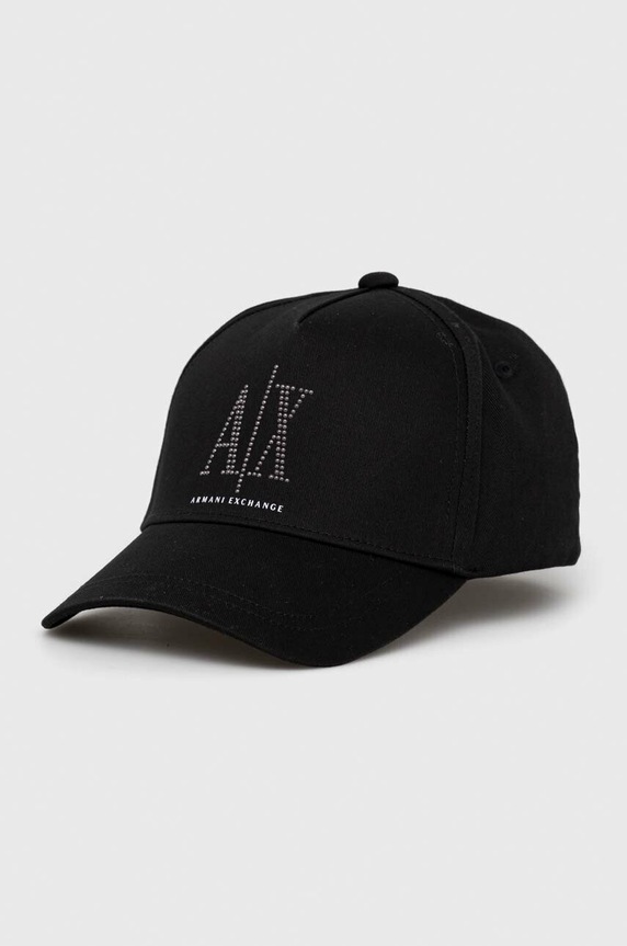 Armani Exchange czapka z daszkiem bawełniana aplikacja czarny 944208.3R131.NOS
