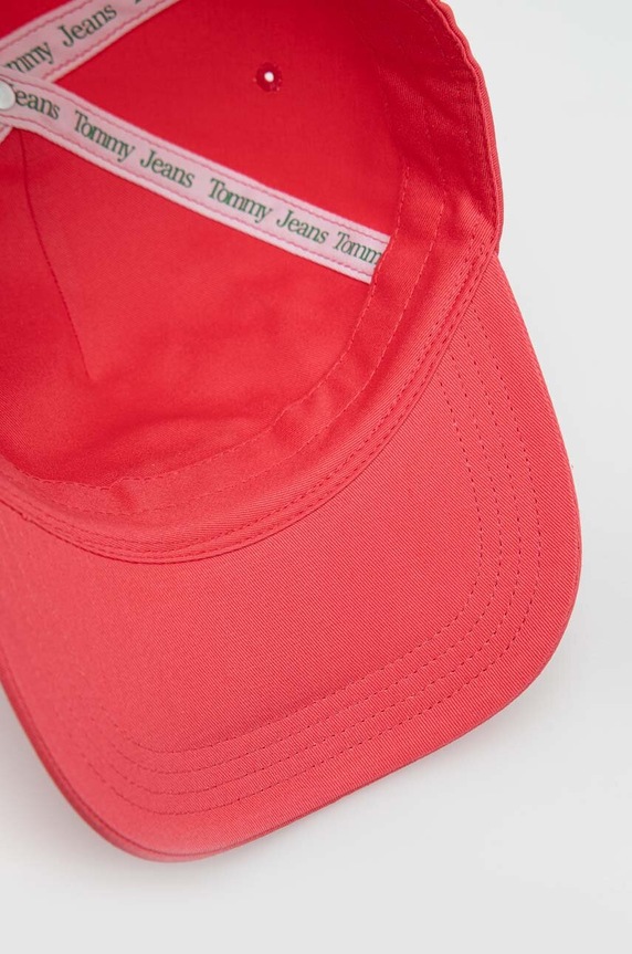 Βαμβακερό καπέλο του μπέιζμπολ Tommy Jeans ροζ AW0AW14594.PPYX