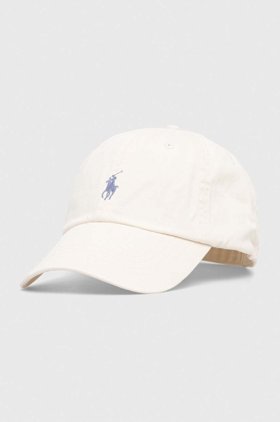 Polo Ralph Lauren бейзболна шапка дамска от памук изчистен бежов 211912843