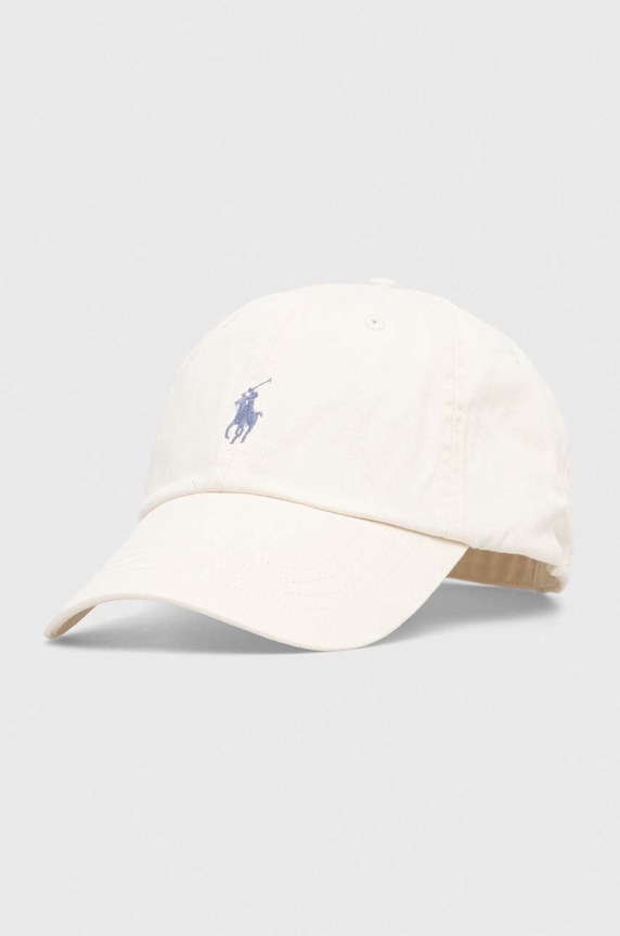 Polo Ralph Lauren бейзболна шапка дамска от памук изчистен бежов 211912843
