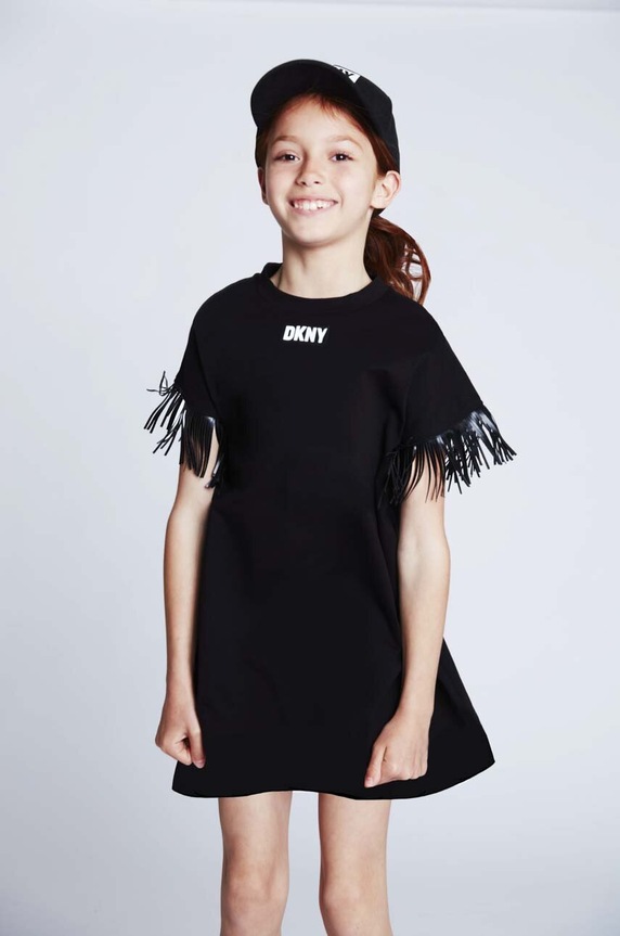 Dkny czapka z daszkiem bawełniana dziecięca nadruk czarny D31299