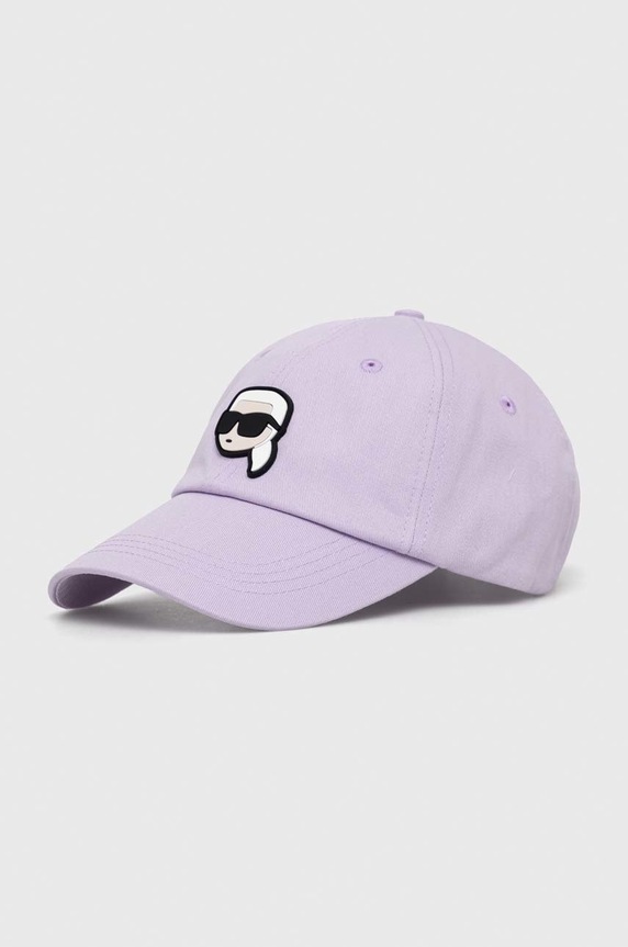 Karl Lagerfeld czapka z daszkiem bawełniana aplikacja fioletowy 230W3401