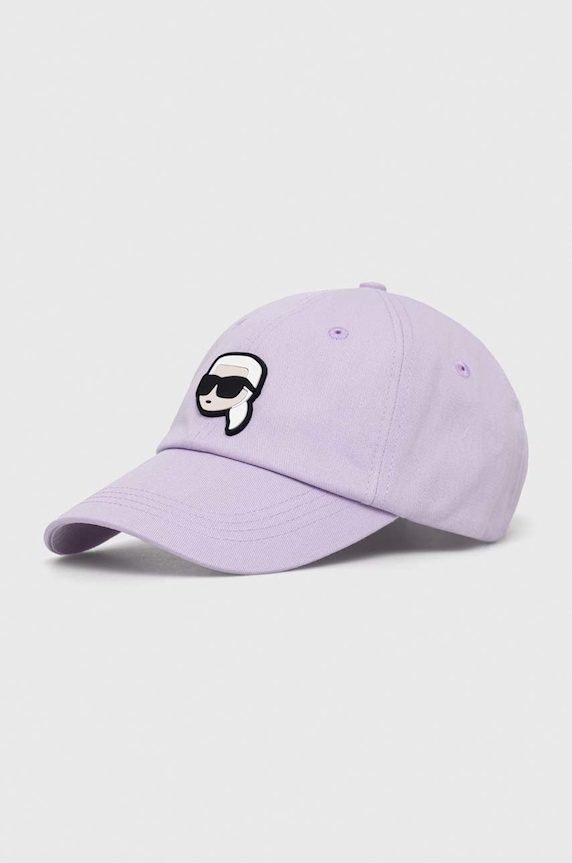 Karl Lagerfeld czapka z daszkiem bawełniana aplikacja fioletowy 230W3401