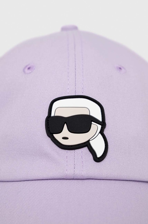 Akcesoria Karl Lagerfeld czapka z daszkiem bawełniana 230W3401 fioletowy