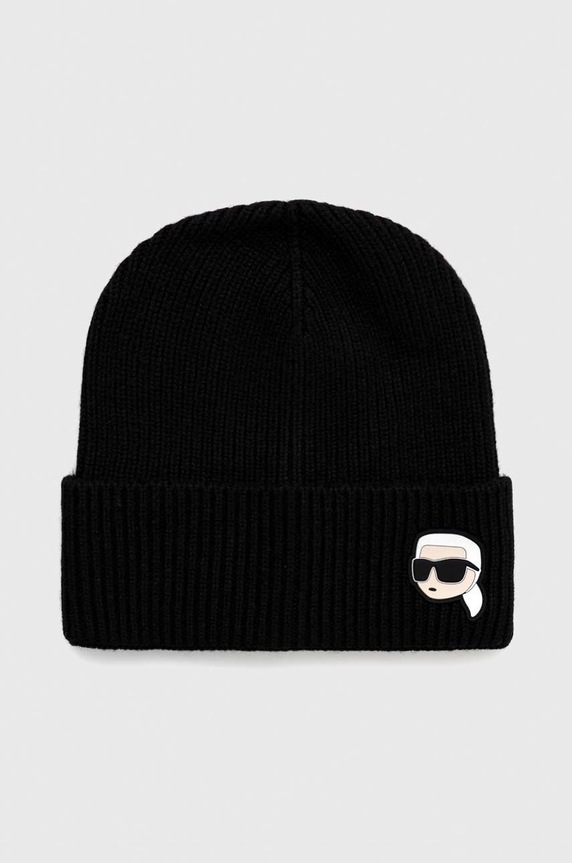 Karl Lagerfeld czapka z domieszką kaszmiru czarny 230W3422