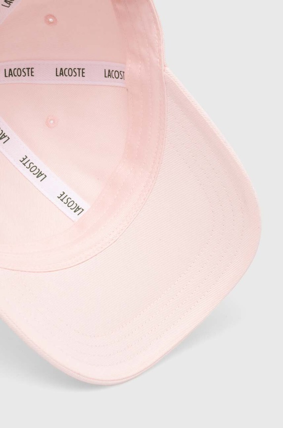 Lacoste czapka baseballowa bawełniana różowy RK0440