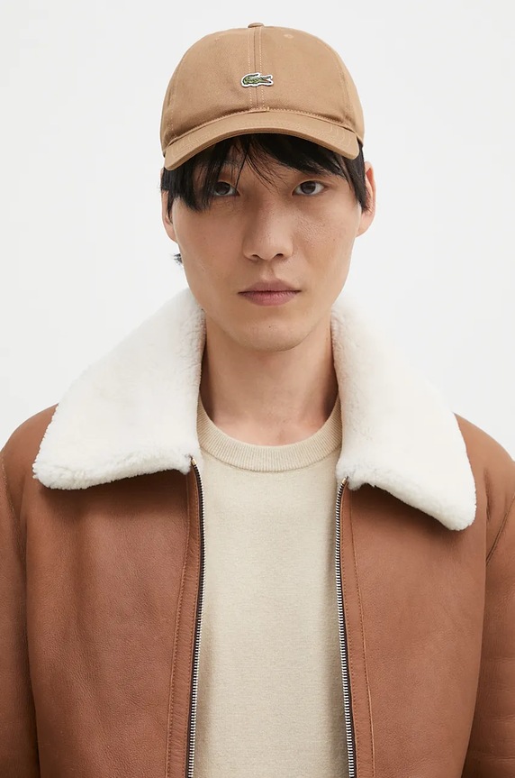 Lacoste șapcă de baseball din bumbac RK0491 maro