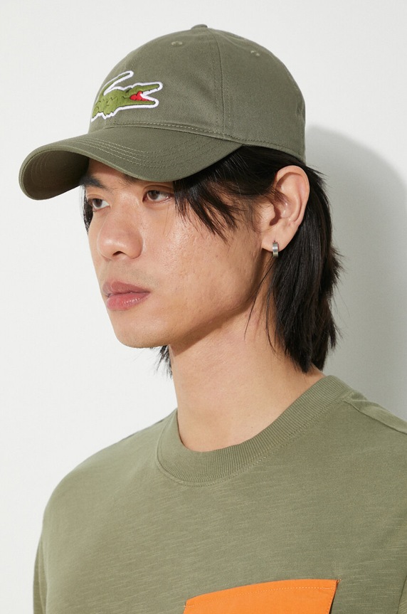Lacoste cotton baseball cap RK9871 green