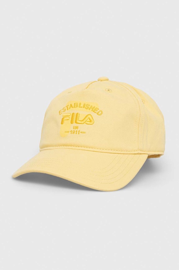 Fila czapka z daszkiem bawełniana aplikacja żółty FCU0086