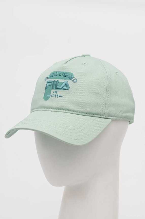 Fila czapka z daszkiem bawełniana aplikacja turkusowy FCU0086