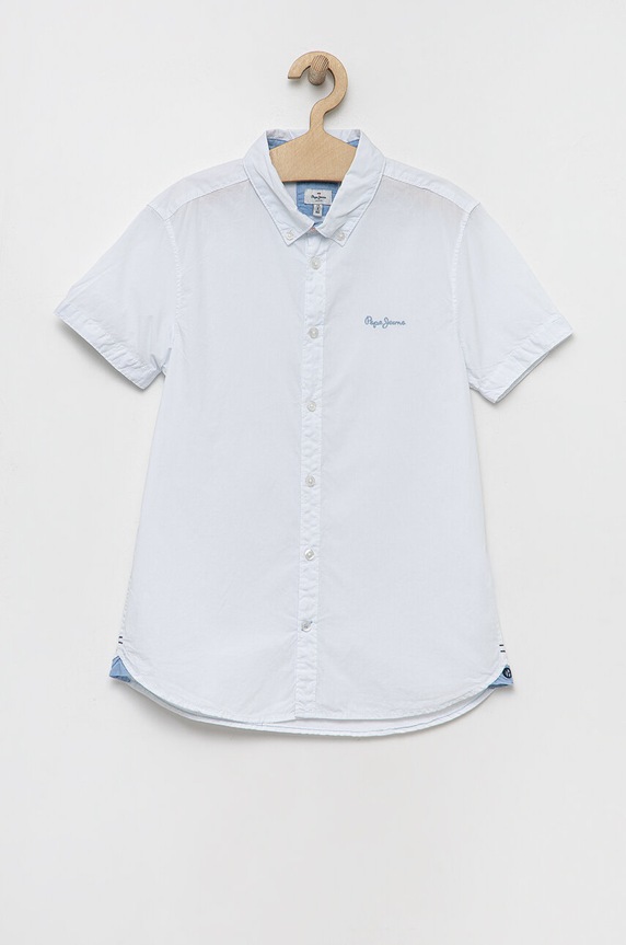 Dětská bavlněná košile Pepe Jeans Misterton krátký bílá PB302320