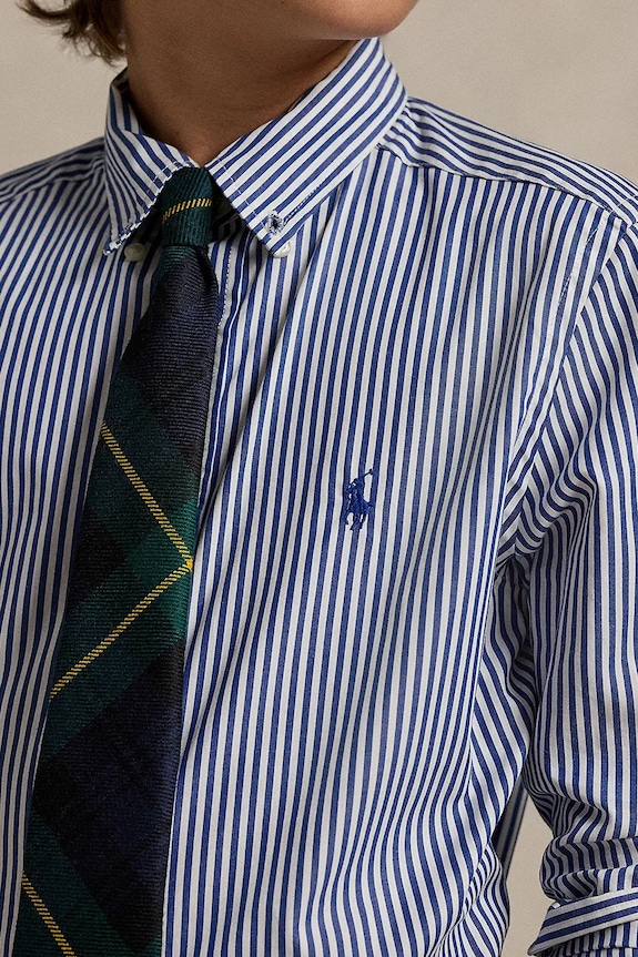 Detská bavlnená košeľa Polo Ralph Lauren tmavomodrá 323862260002
