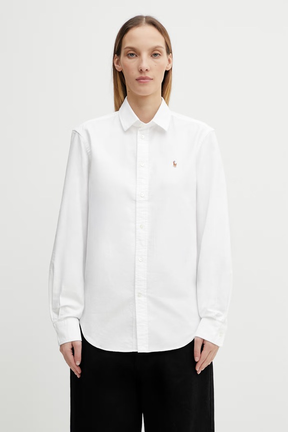 Бавовняна сорочка Polo Ralph Lauren гладкий білий 211891377