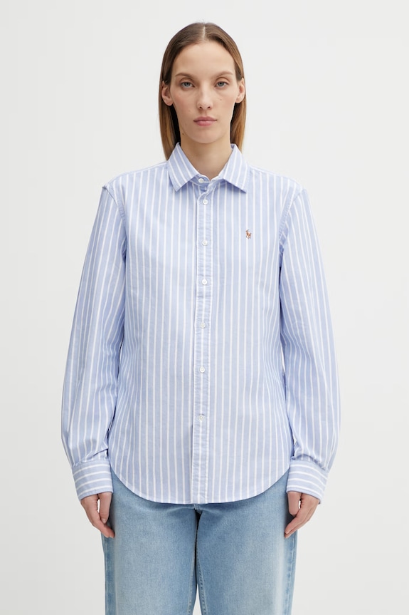 Бавовняна сорочка Polo Ralph Lauren гладкий блакитний 211891377