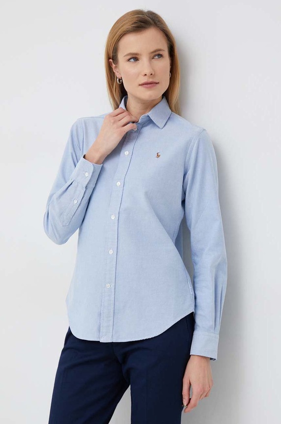 Βαμβακερό πουκάμισο Polo Ralph Lauren 211891377 μπλε