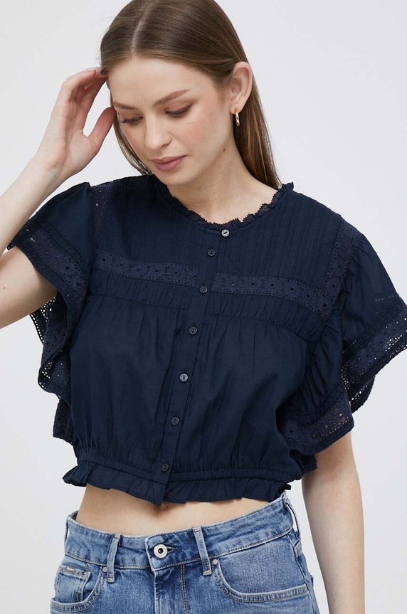 Pepe Jeans camicia in cotone semplice blu navy PL304490.594
