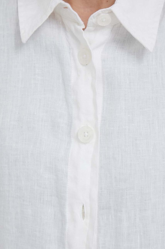 United Colors of Benetton camicia di lino bianco 5BML5QB75.101
