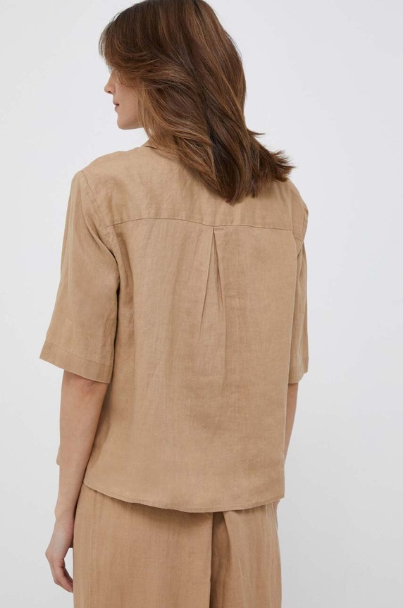 Lanena košulja United Colors of Benetton bež 5BML5QB75.193