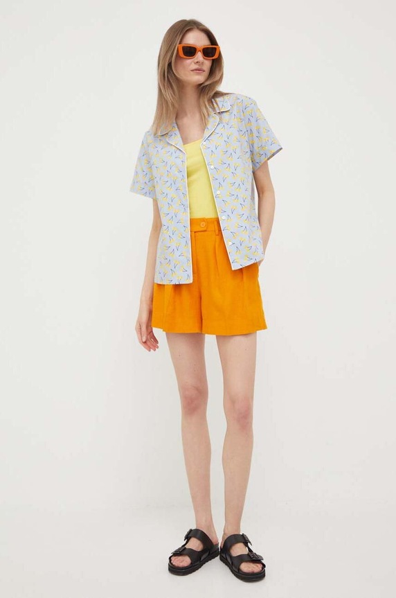 United Colors of Benetton camasa din bumbac 5ULPDQ03U.73Y albastru SS23