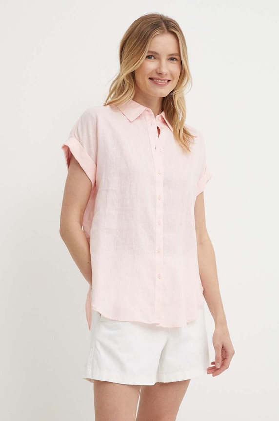 Lauren Ralph Lauren koszula lniana klasyczny różowy 200699152