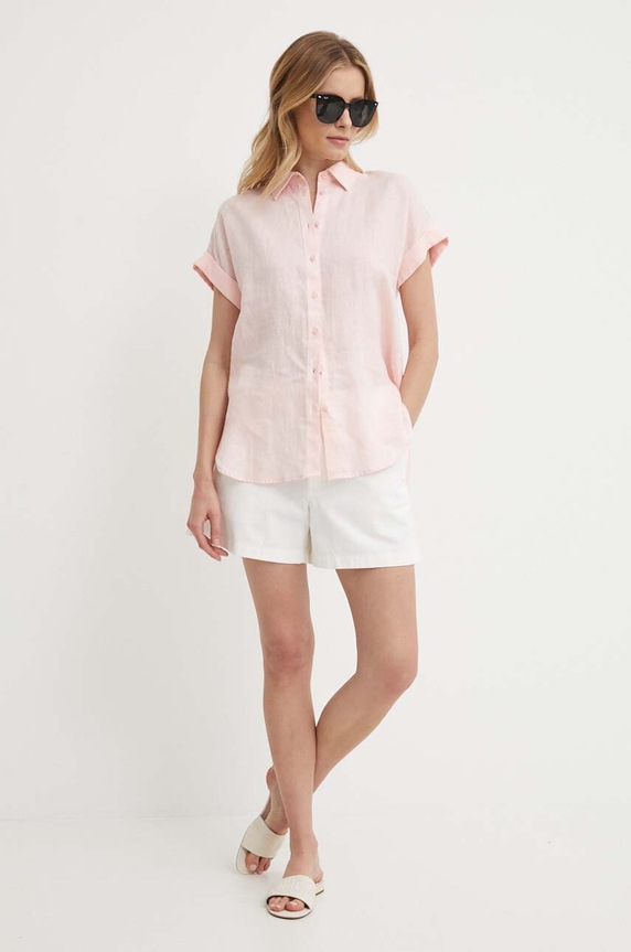 Lauren Ralph Lauren koszula lniana 200699152 różowy AW25