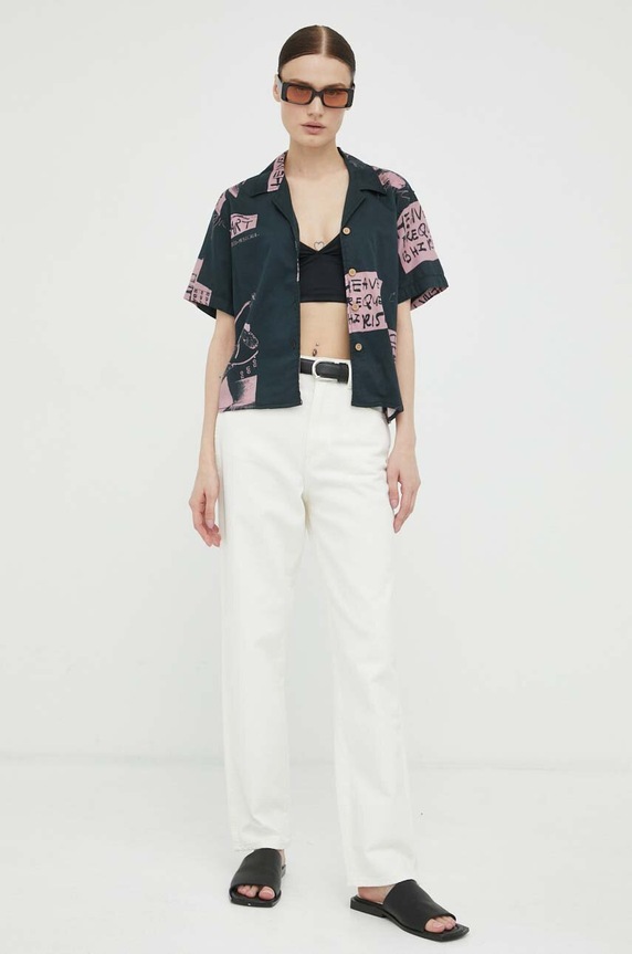 Βαμβακερό πουκάμισο Deus Ex Machina DLP235804 μαύρο SS23