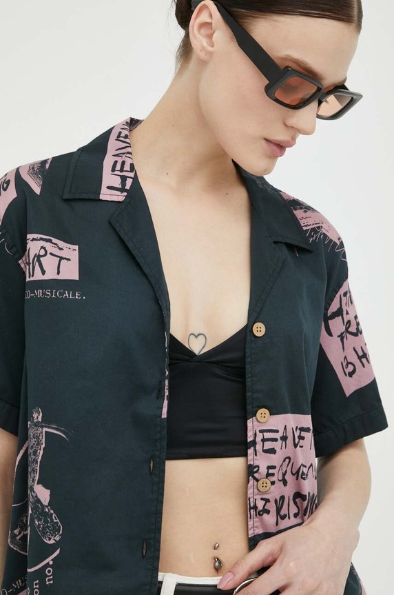 Βαμβακερό πουκάμισο Deus Ex Machina μαύρο DLP235804