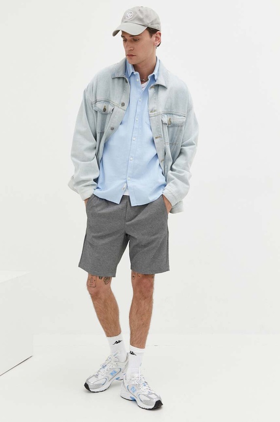 Solid camicia di lino 21106381.154030 blu ZS24