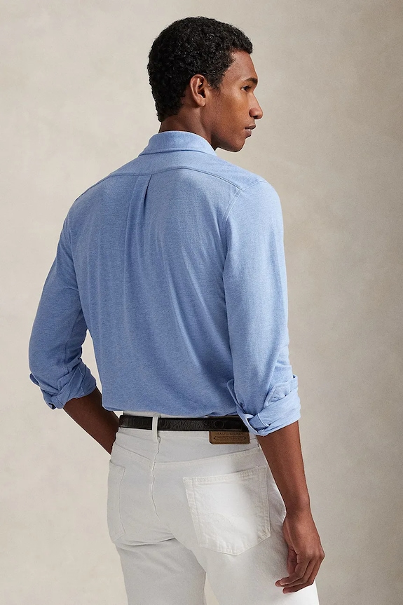 Bavlnená košeľa Polo Ralph Lauren 710654408 modrá SS26