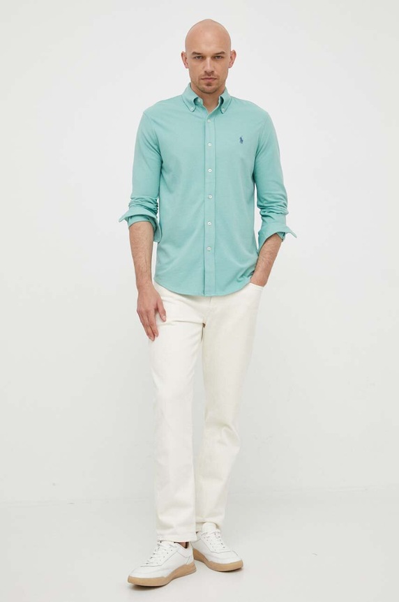 Odzież Polo Ralph Lauren koszula męska bawełniana 710654408 zielony