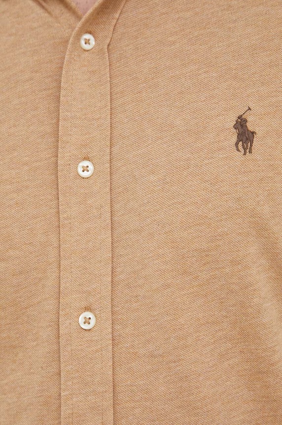 Βαμβακερό πουκάμισο Polo Ralph Lauren 710654408 μπεζ SS26