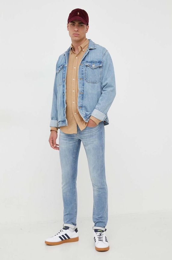 Ρούχα Βαμβακερό πουκάμισο Polo Ralph Lauren 710654408 μπεζ
