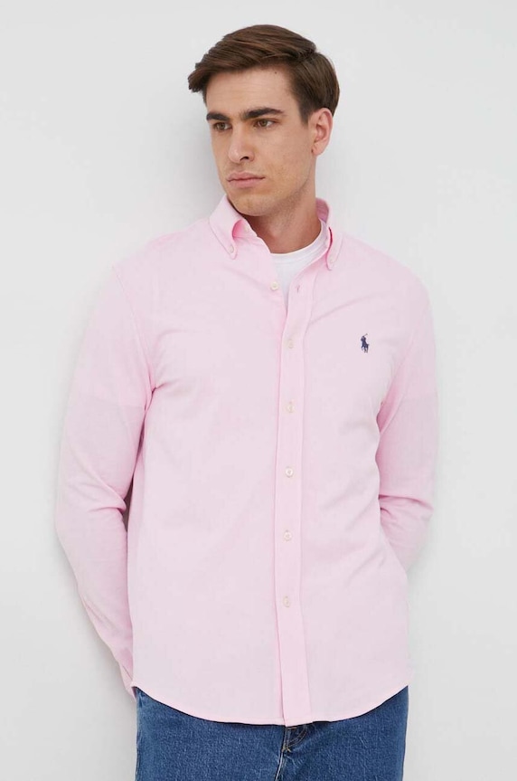 Polo Ralph Lauren košulja za muškarce od pamuka casual roza 710654408